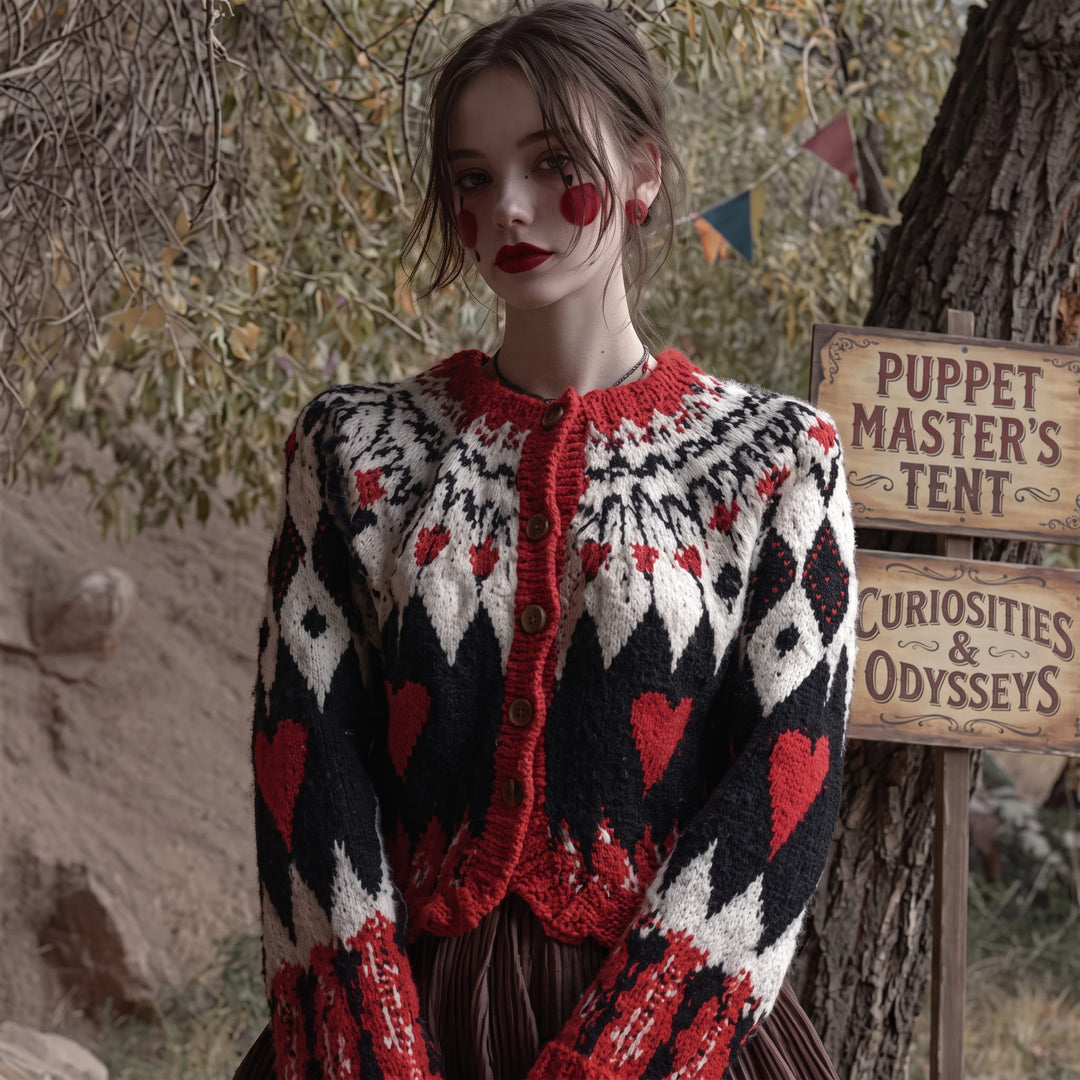 Salem | Women's Distressed Color-Block Cat-Print Crew-Neck Halloween Sweater
