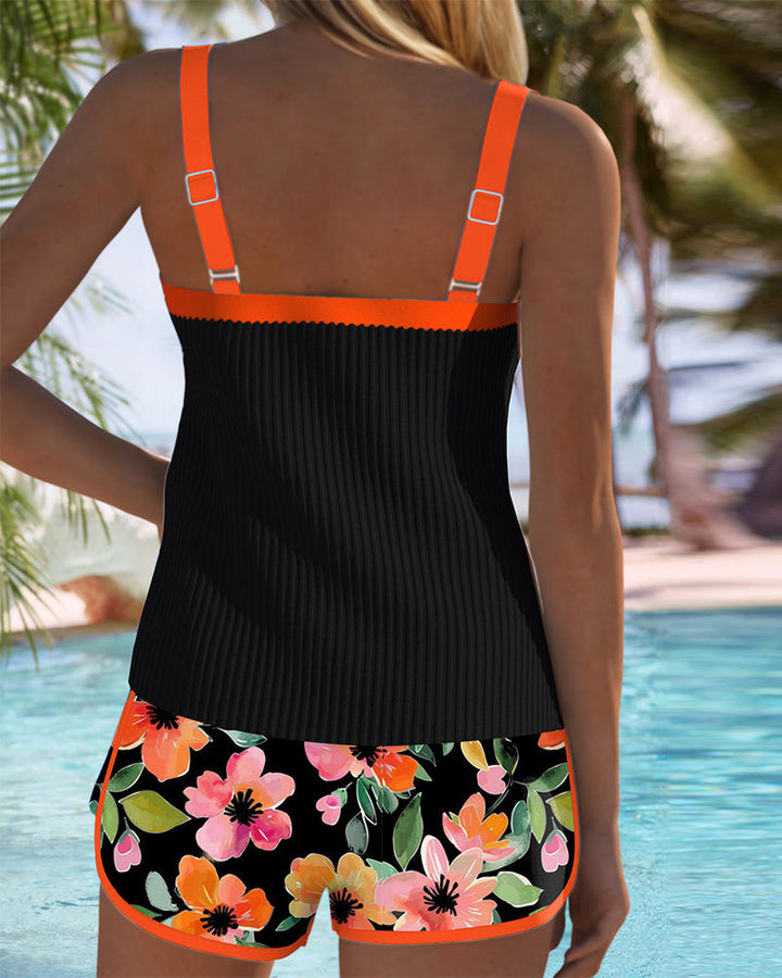 Tummy Control Floral Two-Piece Tankini for Women
