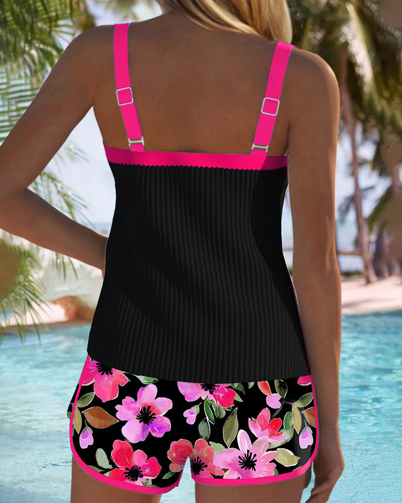 Tummy Control Floral Two-Piece Tankini for Women