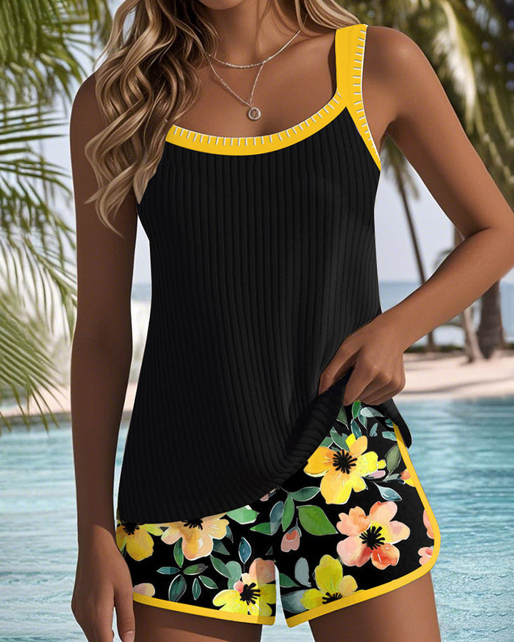 Tummy Control Floral Two-Piece Tankini for Women