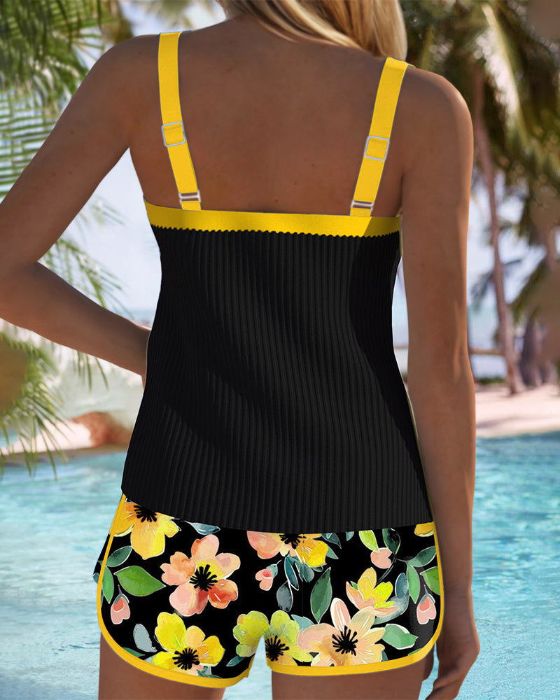 Tummy Control Floral Two-Piece Tankini for Women