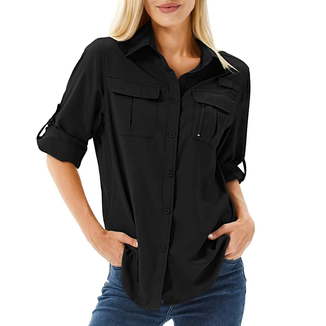 Long Sleeve Button-Down Safari Shirt for Women
