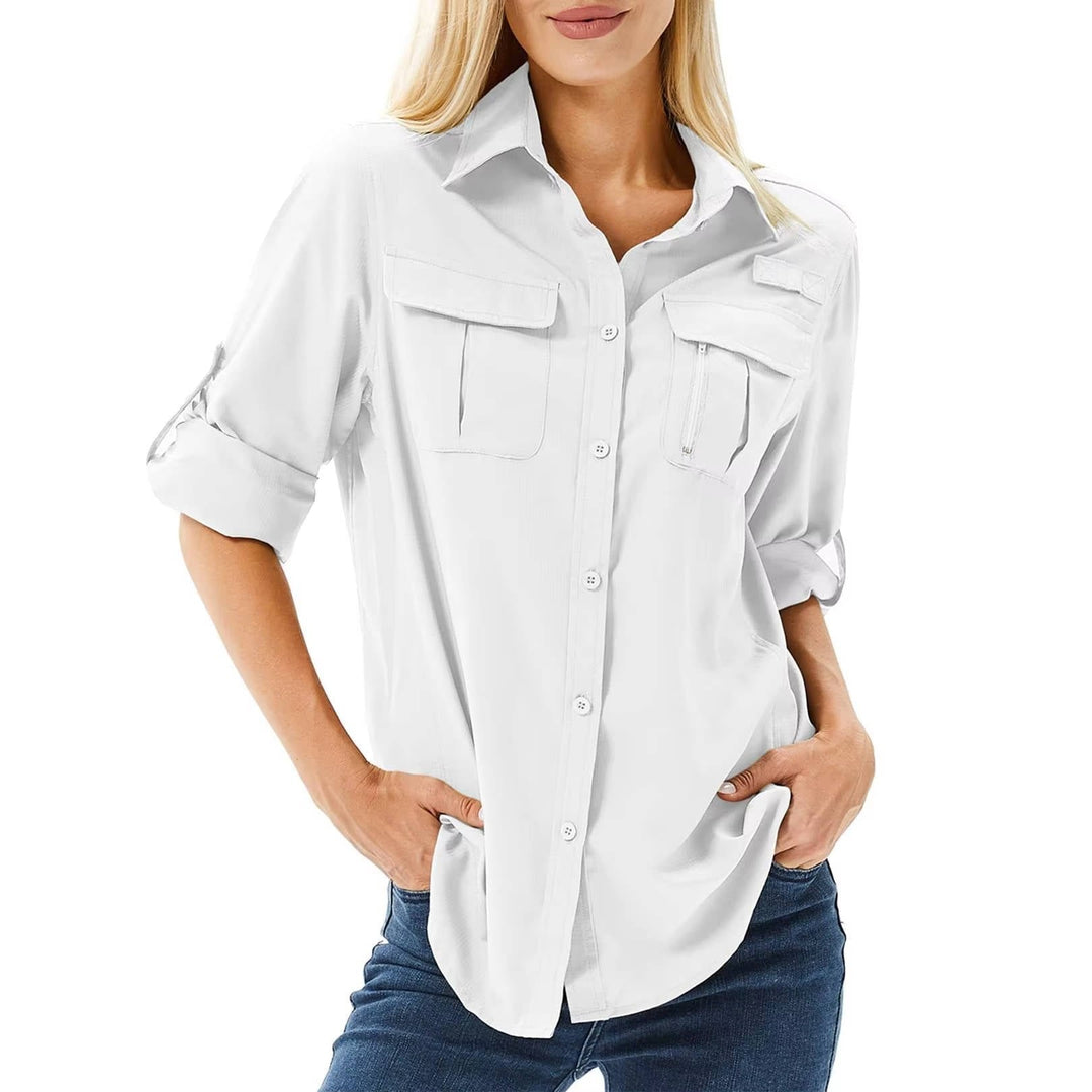 Long Sleeve Button-Down Safari Shirt for Women