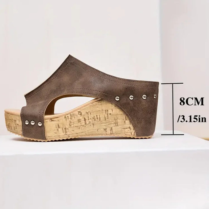 Women's Orthopedic Wedge Sandals with Cushioned Footbed and Studded Detail