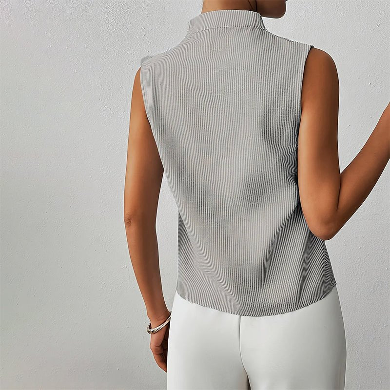 Striped V-Neck Sleeveless Blouse for Women