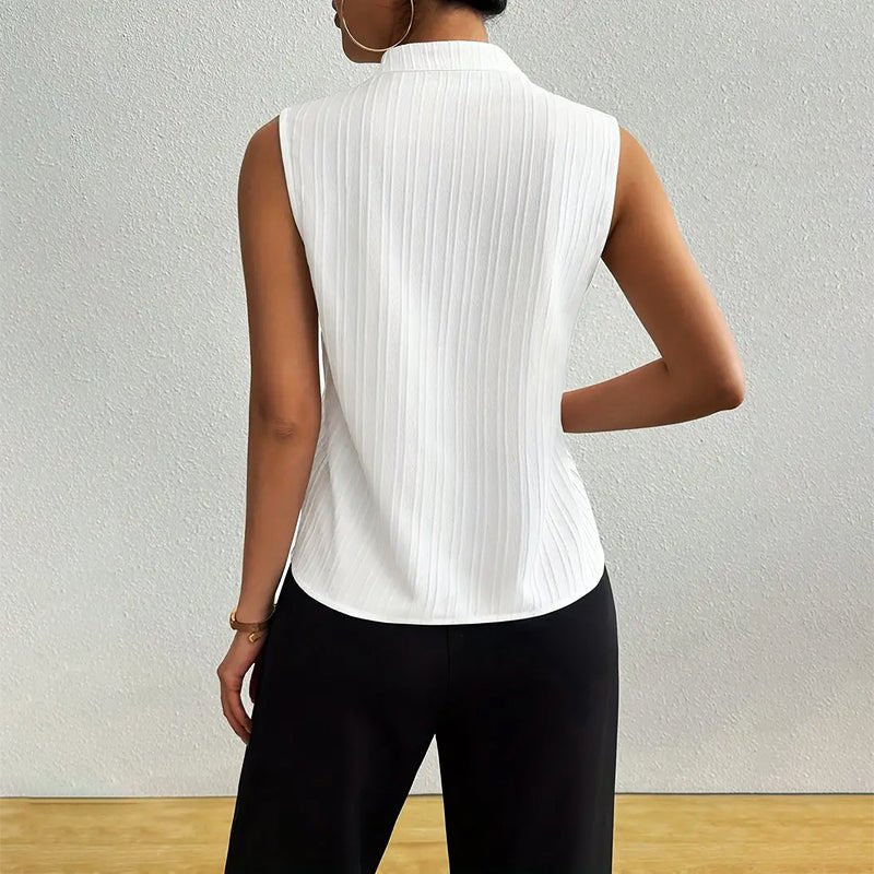 Striped V-Neck Sleeveless Blouse for Women