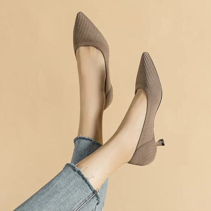 Pointed Toe Kitten Heel Slip-On Pumps for Women