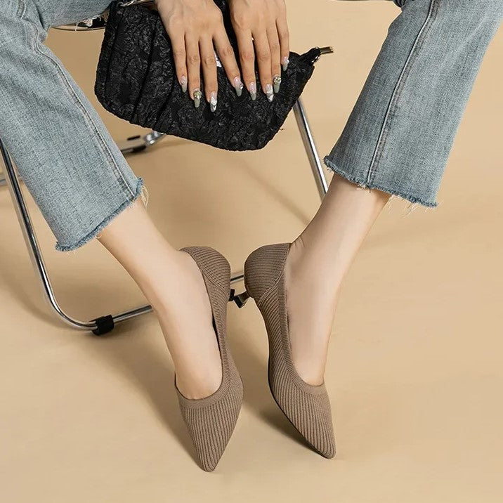 Pointed Toe Kitten Heel Slip-On Pumps for Women