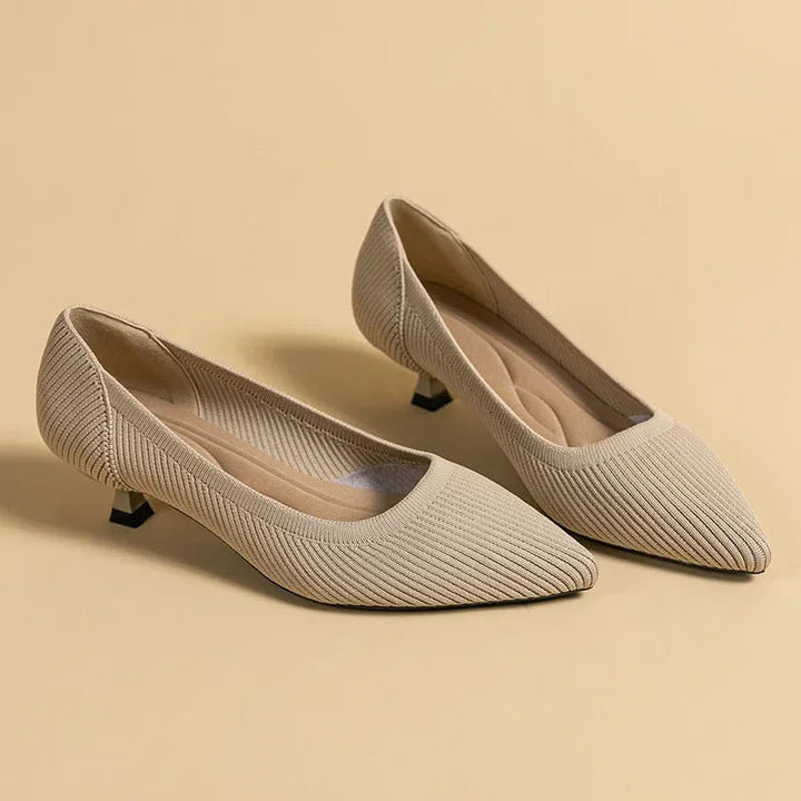 Pointed Toe Kitten Heel Slip-On Pumps for Women