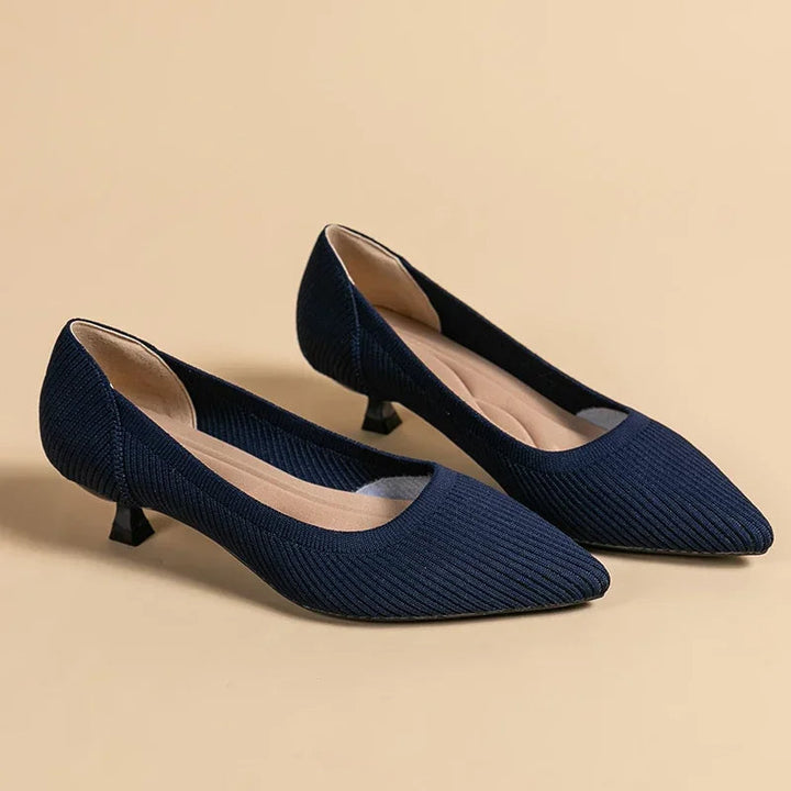 Pointed Toe Kitten Heel Slip-On Pumps for Women