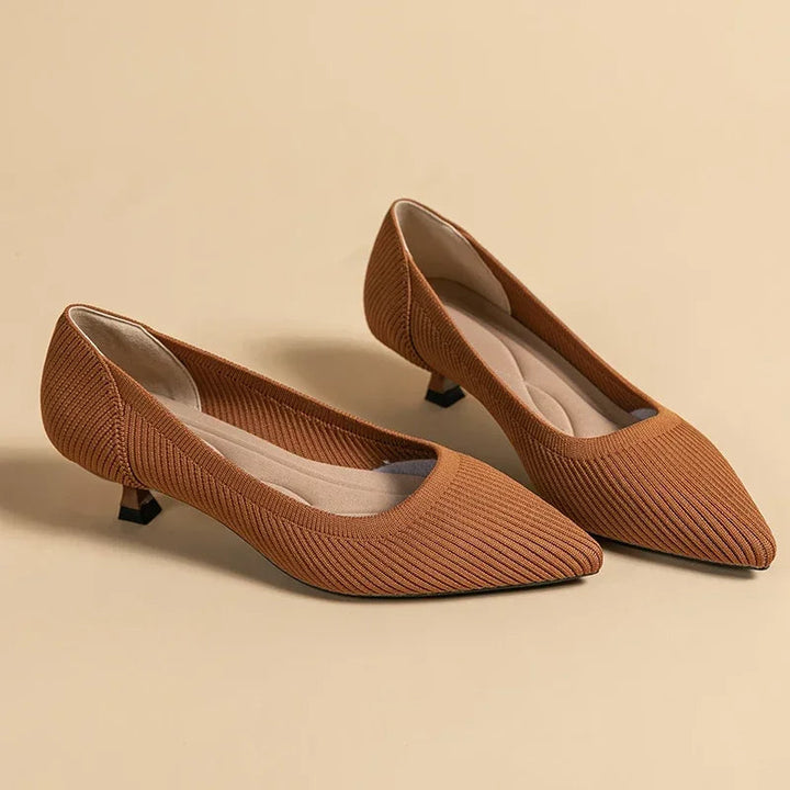 Pointed Toe Kitten Heel Slip-On Pumps for Women