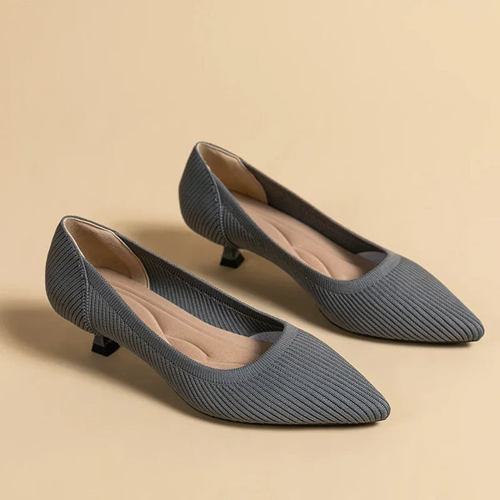 Pointed Toe Kitten Heel Slip-On Pumps for Women
