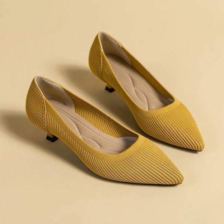 Pointed Toe Kitten Heel Slip-On Pumps for Women