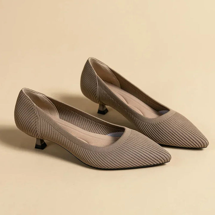 Pointed Toe Kitten Heel Slip-On Pumps for Women