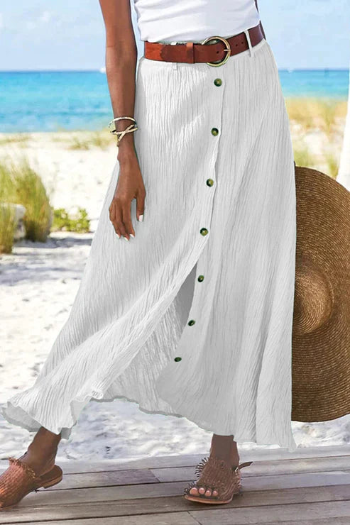 High Waist Button Front Maxi Skirt for Women