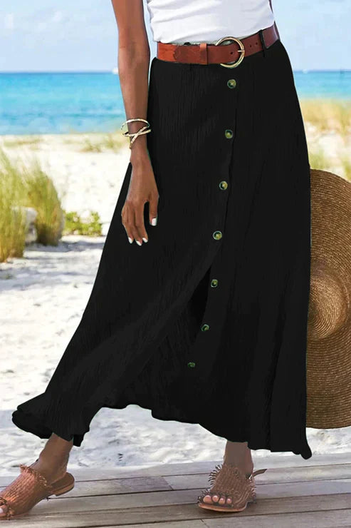 High Waist Button Front Maxi Skirt for Women