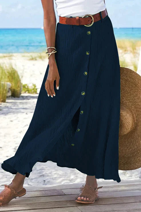 High Waist Button Front Maxi Skirt for Women