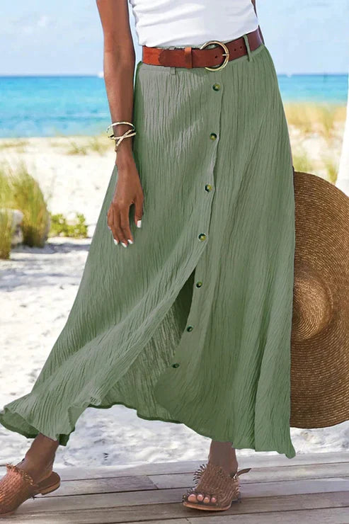 High Waist Button Front Maxi Skirt for Women