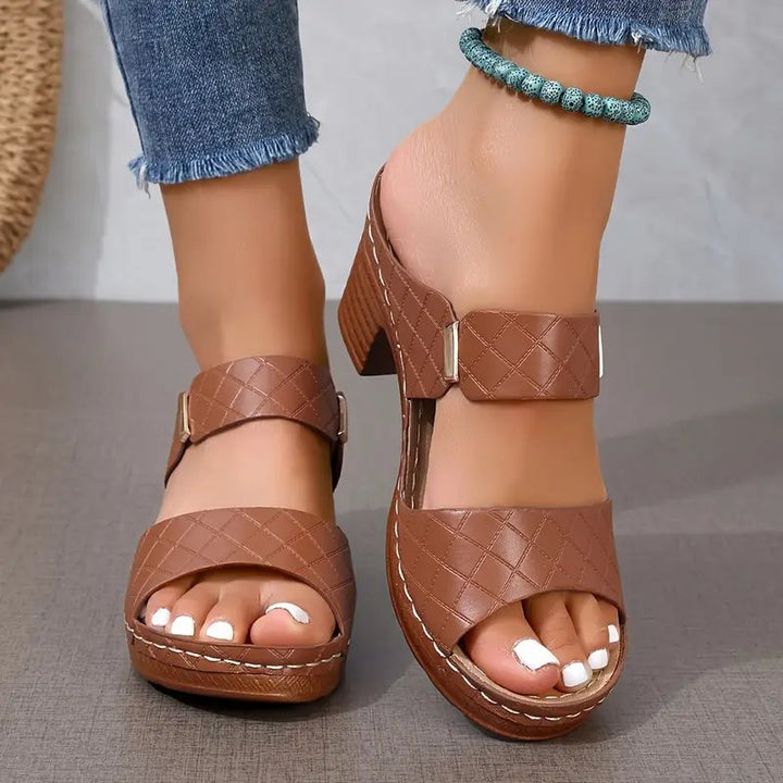 Orthopedic Woven Block Heel Sandals for Women