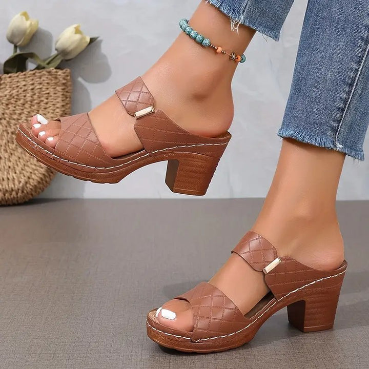 Orthopedic Woven Block Heel Sandals for Women