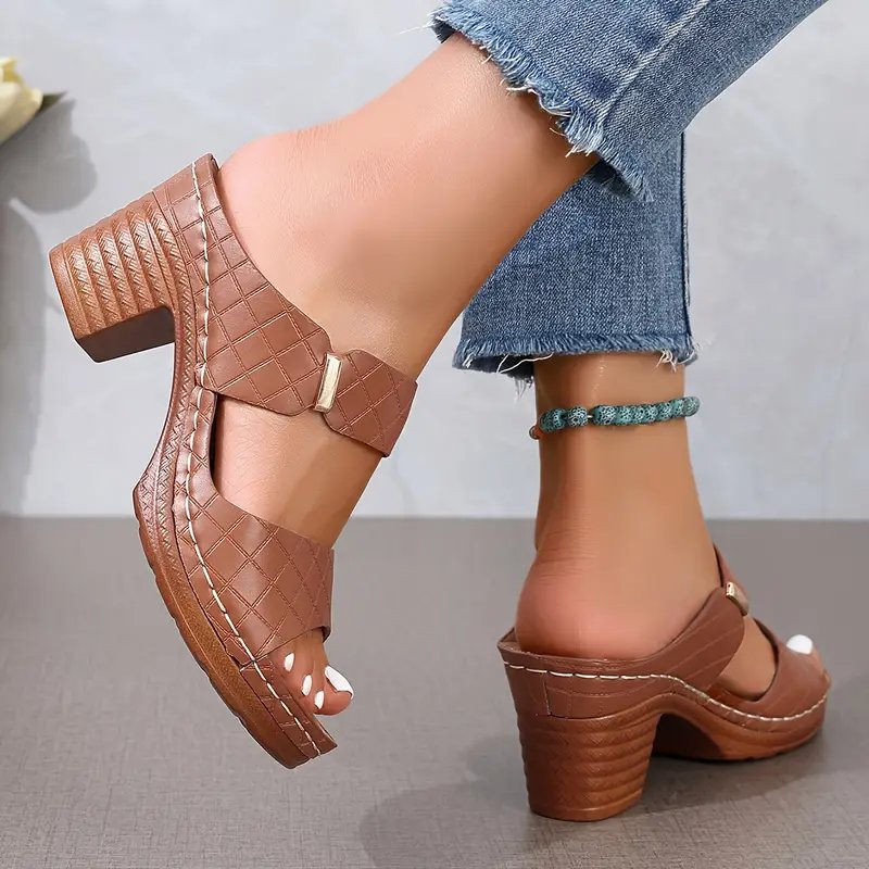 Orthopedic Woven Block Heel Sandals for Women
