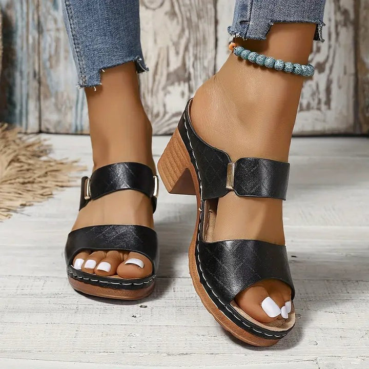 Orthopedic Woven Block Heel Sandals for Women