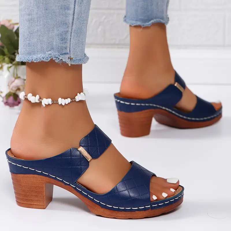 Orthopedic Woven Block Heel Sandals for Women