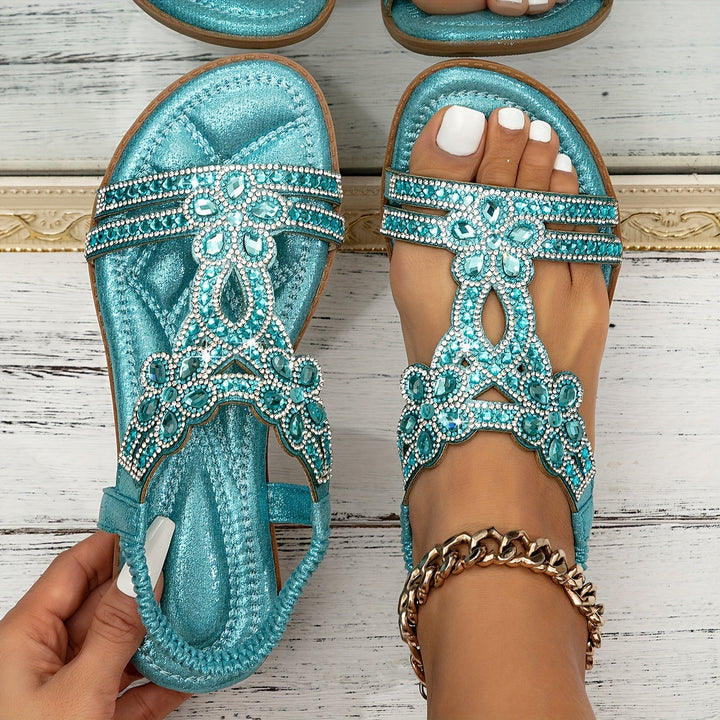 Rhinestone Embellished Orthopedic Boho Sandals for Women
