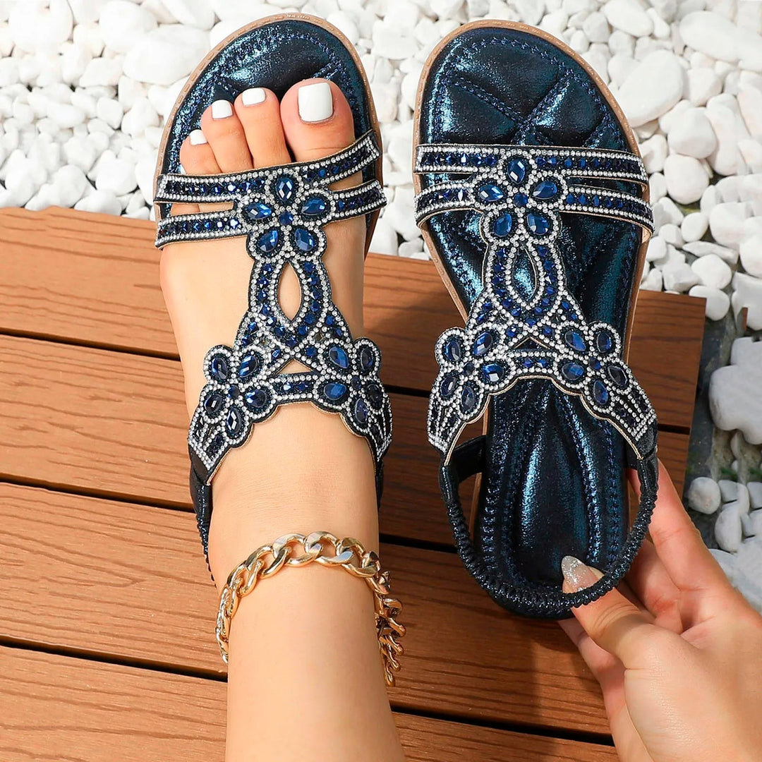 Rhinestone Embellished Orthopedic Boho Sandals for Women