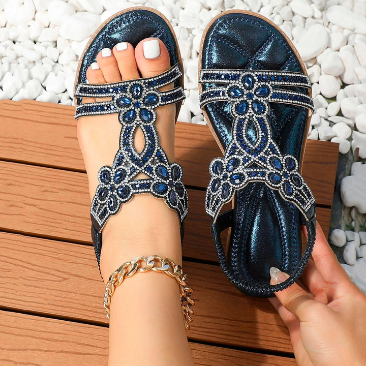 Rhinestone Embellished Orthopedic Boho Sandals for Women