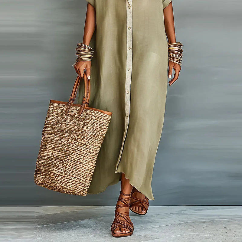 Effortless Linen Maxi Sundress for Women - Women's Linen Dress