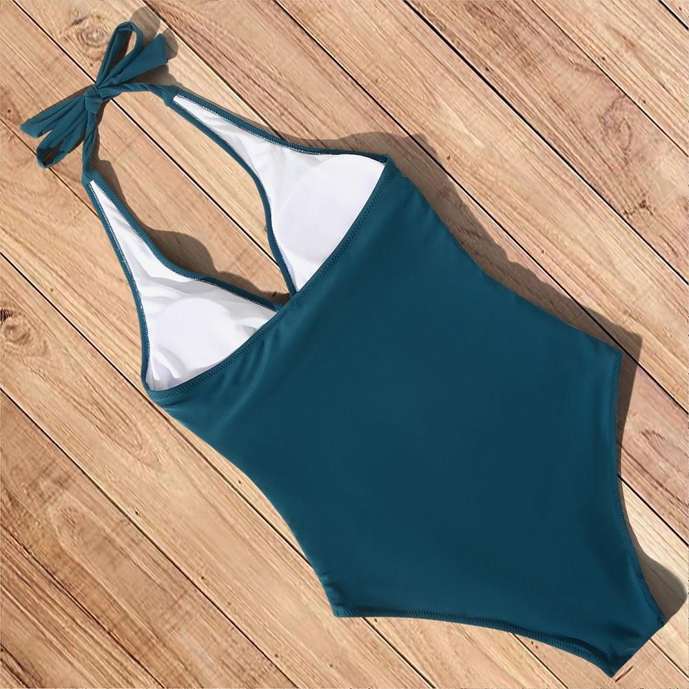 Halter Floral One-Piece Swimsuit for Women