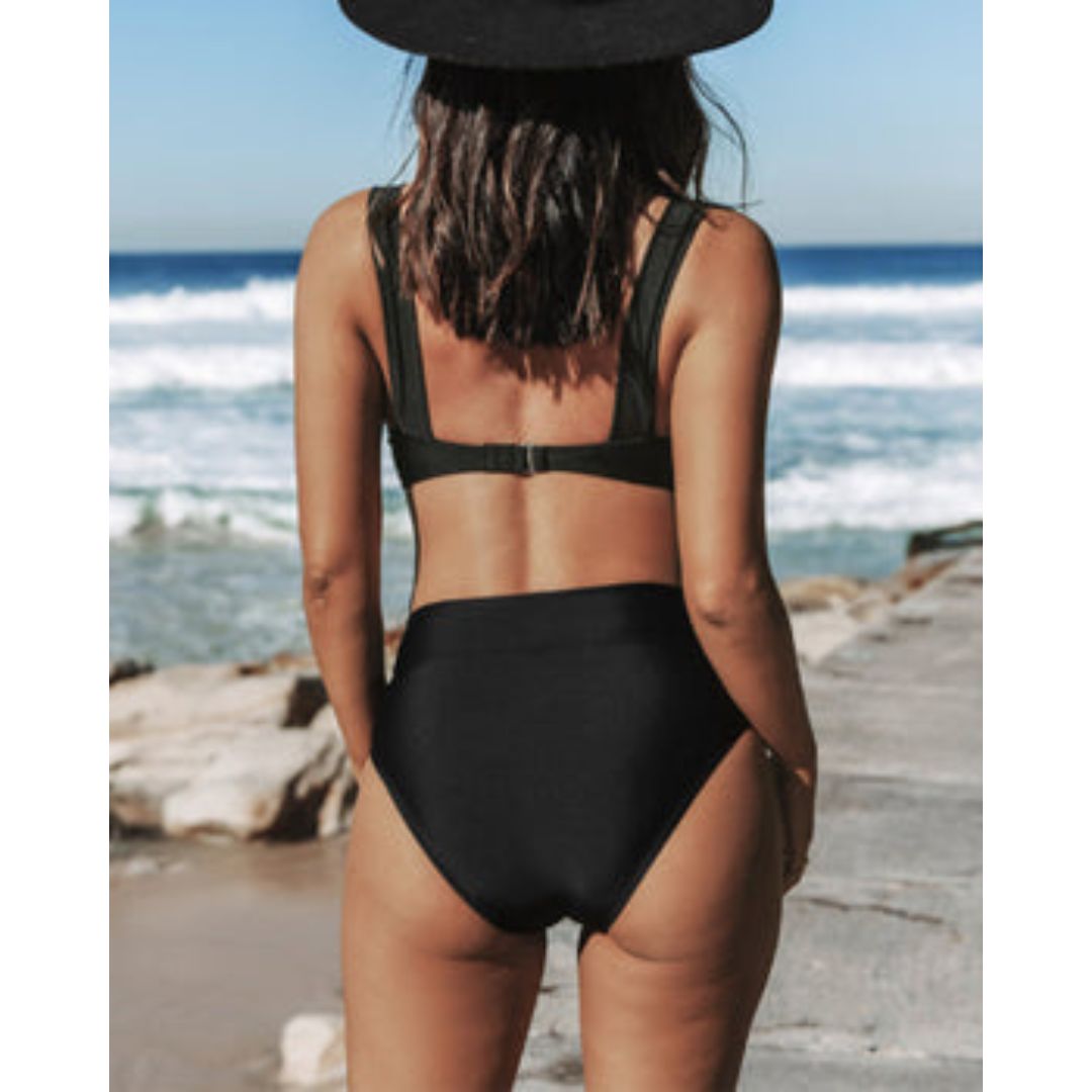 V-Neck High Waist Two-Piece Swimsuit for Women