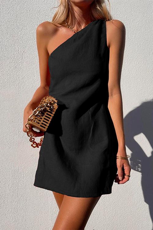 One Shoulder Sleeveless Mini Dress for Women
