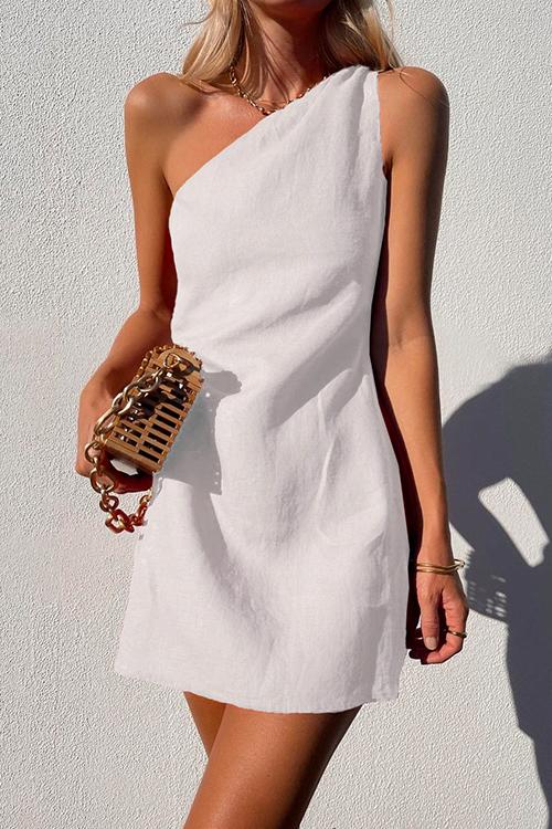 One Shoulder Sleeveless Mini Dress for Women