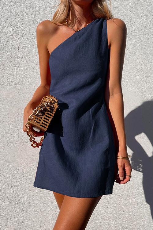 One Shoulder Sleeveless Mini Dress for Women