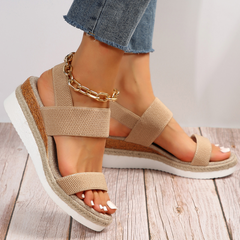 Women's Orthopedic Cushioned Wedge Sandals with Double Strap