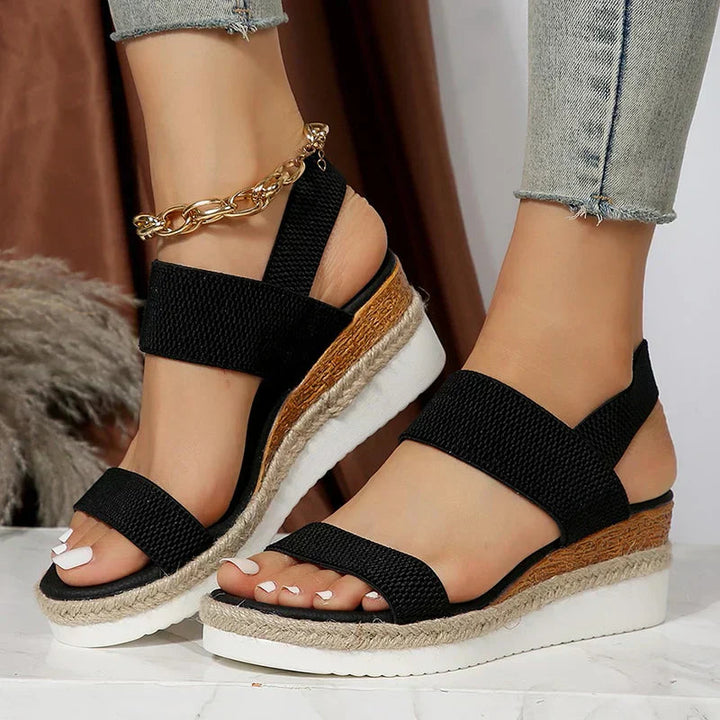 Women's Orthopedic Cushioned Wedge Sandals with Double Strap