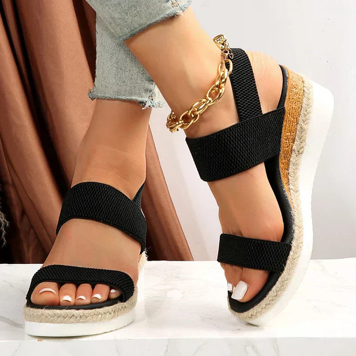 Women's Orthopedic Cushioned Wedge Sandals with Double Strap