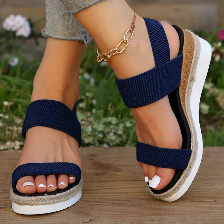 Women's Orthopedic Cushioned Wedge Sandals with Double Strap