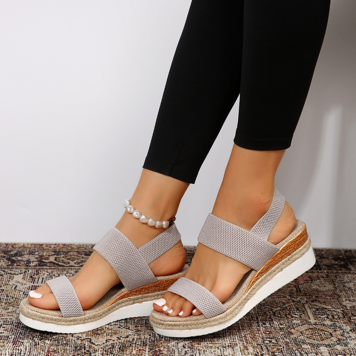 Women's Orthopedic Cushioned Wedge Sandals with Double Strap