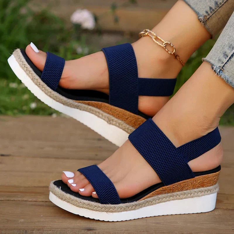Women's Orthopedic Cushioned Wedge Sandals with Double Strap