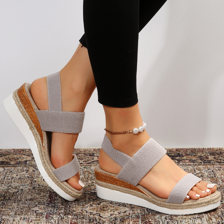 Women's Orthopedic Cushioned Wedge Sandals with Double Strap