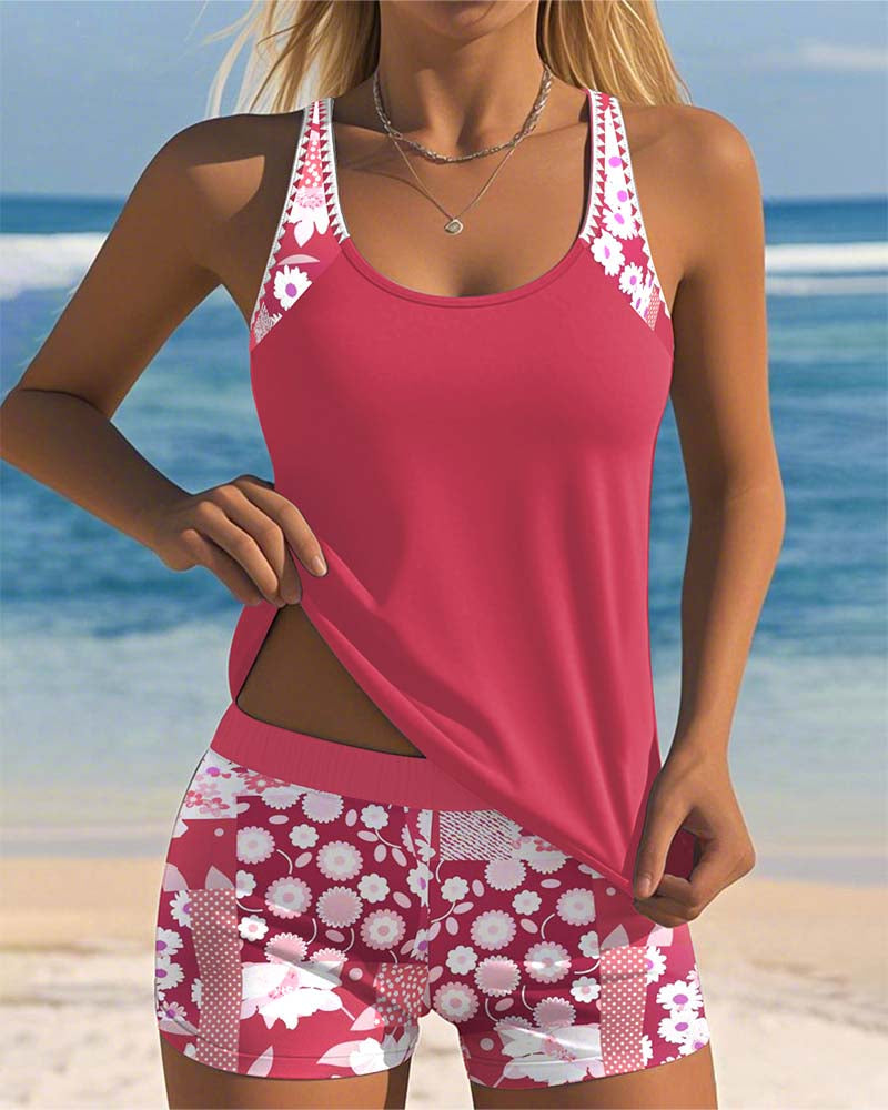 Floral Racerback Two-Piece Swimsuit for Women