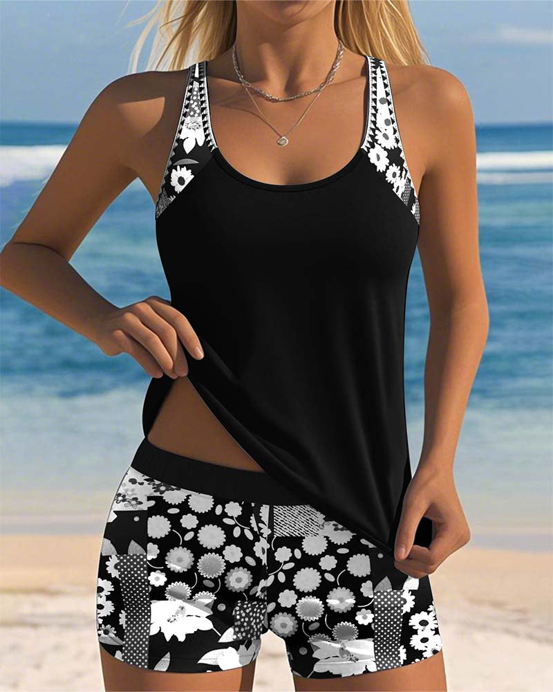 Floral Racerback Two-Piece Swimsuit for Women