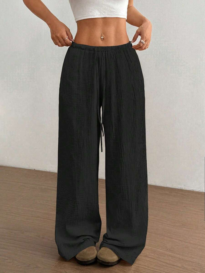 Wide Leg Drawstring Casual Pants for Women