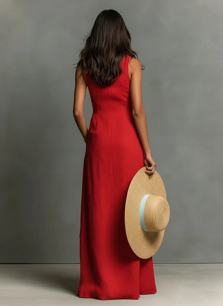 Sleeveless Collared Button-Front Maxi Dress for Women