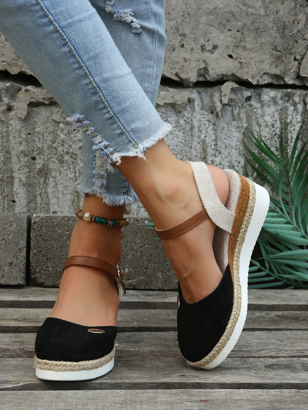 Orthopedic Woven Ankle Strap Espadrille Sandals for Women