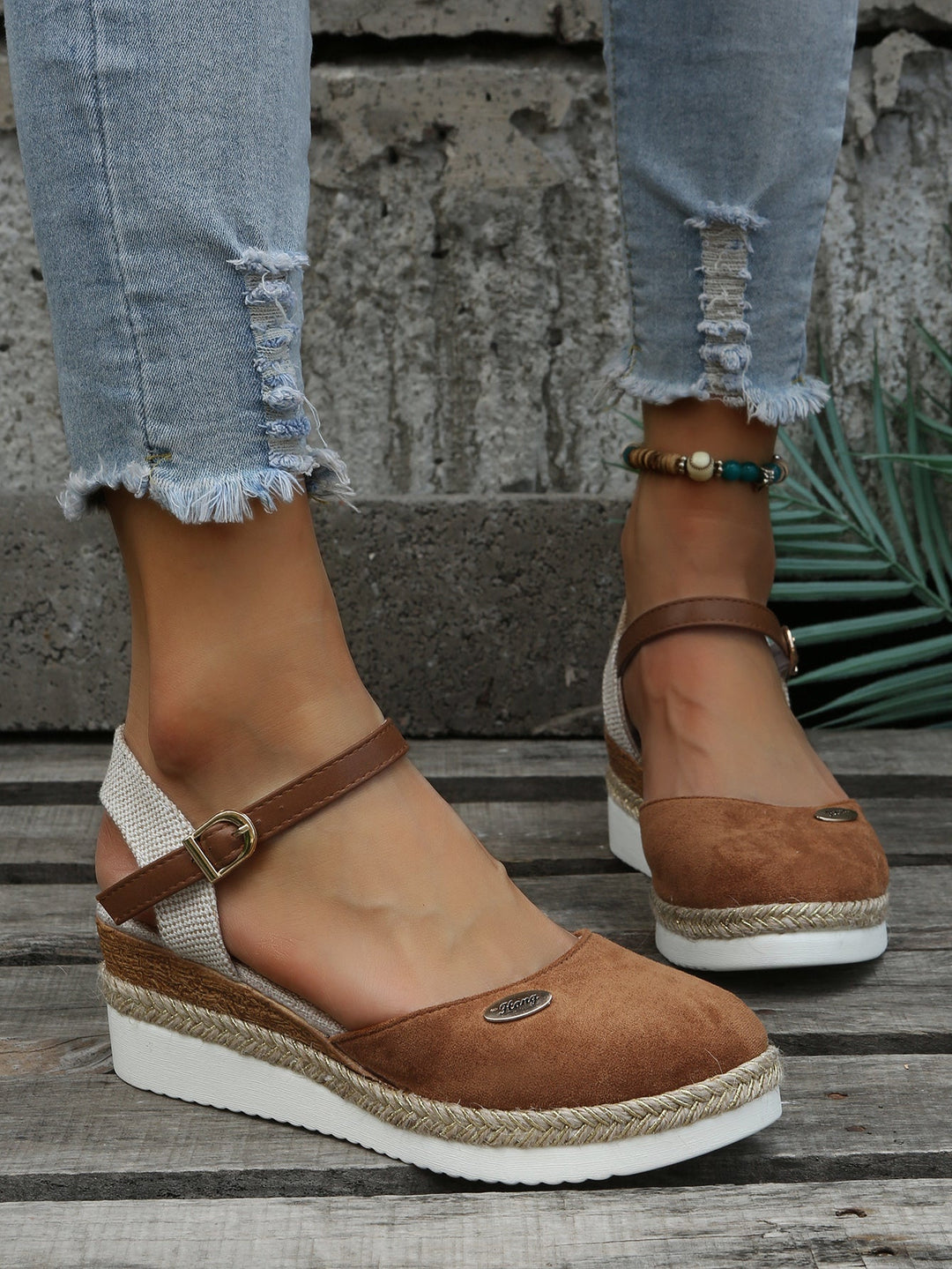 Orthopedic Woven Ankle Strap Espadrille Sandals for Women