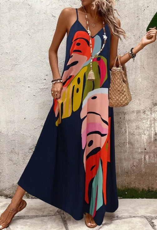 Effortless Tropical Maxi Dress for Women - Summer Vacation Dress